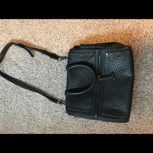 All Saints leather shoulder messenger bag with zip